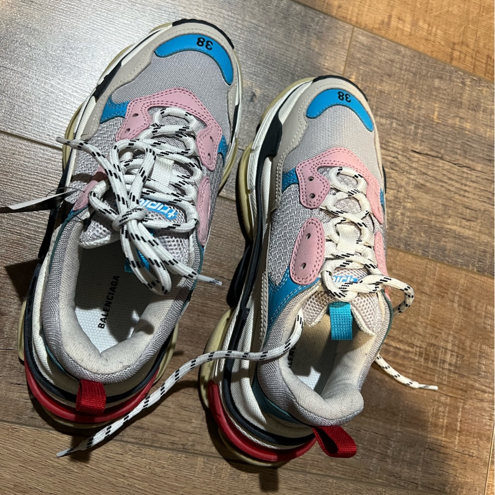 Balenciaga Triple S sneakers (white, blue, pink)